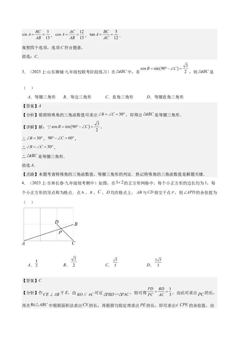 专题28.1锐角三角形函数与特殊角的三角函数值之九大考点(教师版)_初中数学_九年级数学下册（人教版）_重难点专题提优-V8