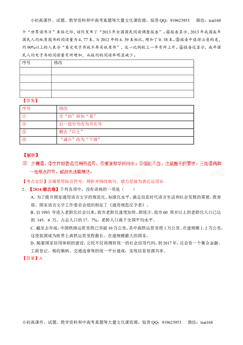专题04辨析或修改病句-2015版3-2-1备战2016高考精品系列之语文（解析版）_高语_1高中语文_2015版3-2-1备战2016高考精品系列之语文（全套打包32份）