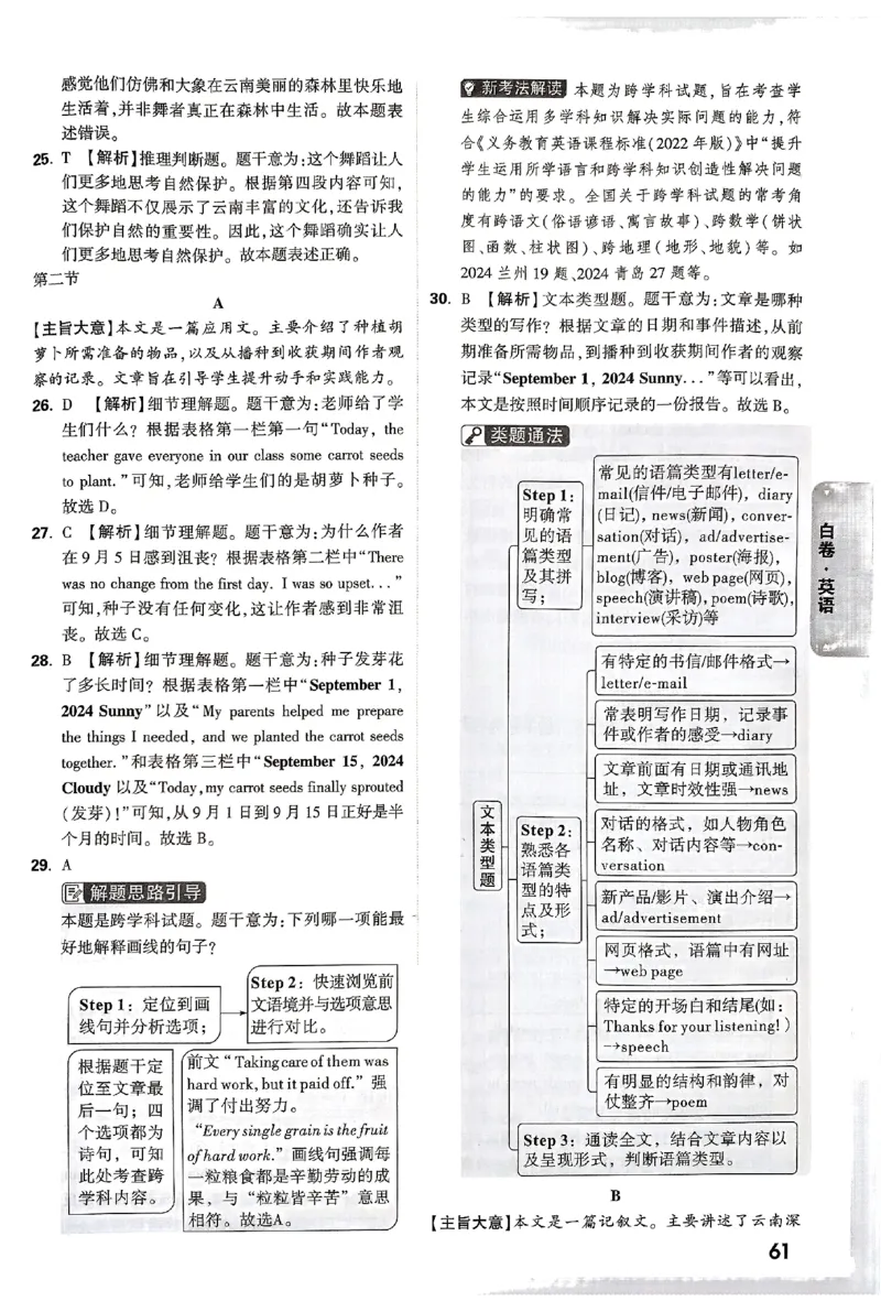 2025《万唯中考&bull;云南黑白卷》英语答案_初中资料合集_2025《万唯中考&bull;黑白卷》多地方版（更30省）_2025《万唯中考&bull;黑白卷》7科全套（云南）