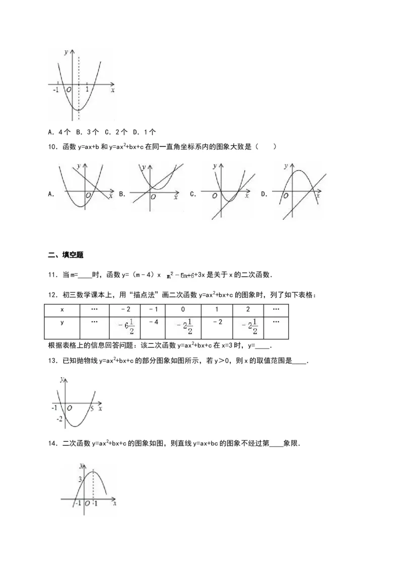 03人教版九年级上第一次月考数学试卷及答案解析_初中数学人教版_9上-初中数学人教版_06习题试卷_赠送：月考试卷_月考测试（第1套含答案解析）（共7份）