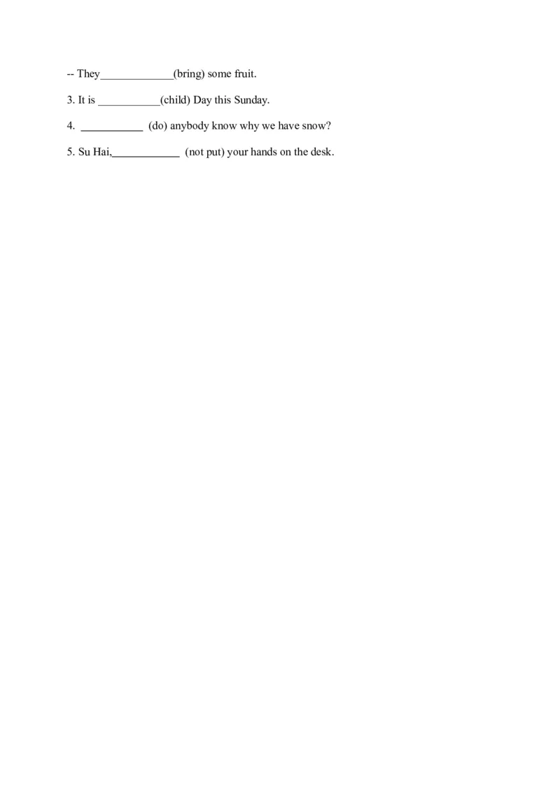 期末易错题分类汇编用所给词的恰当形式填空（综合篇）六年级下册_专项练习