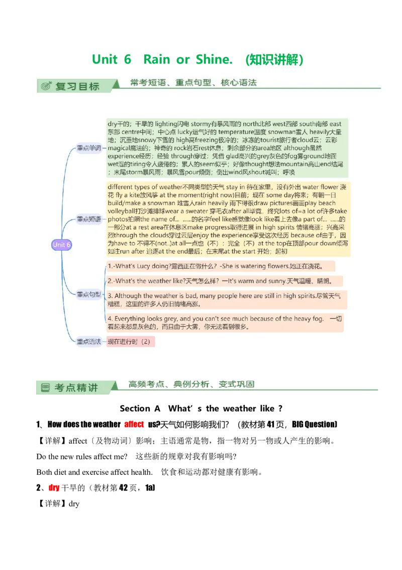 Unit6RainorShine.（知识讲解）_新人教版7下英语学习资料包_12.知识清单_26春人教版英语七年级下册知识清单