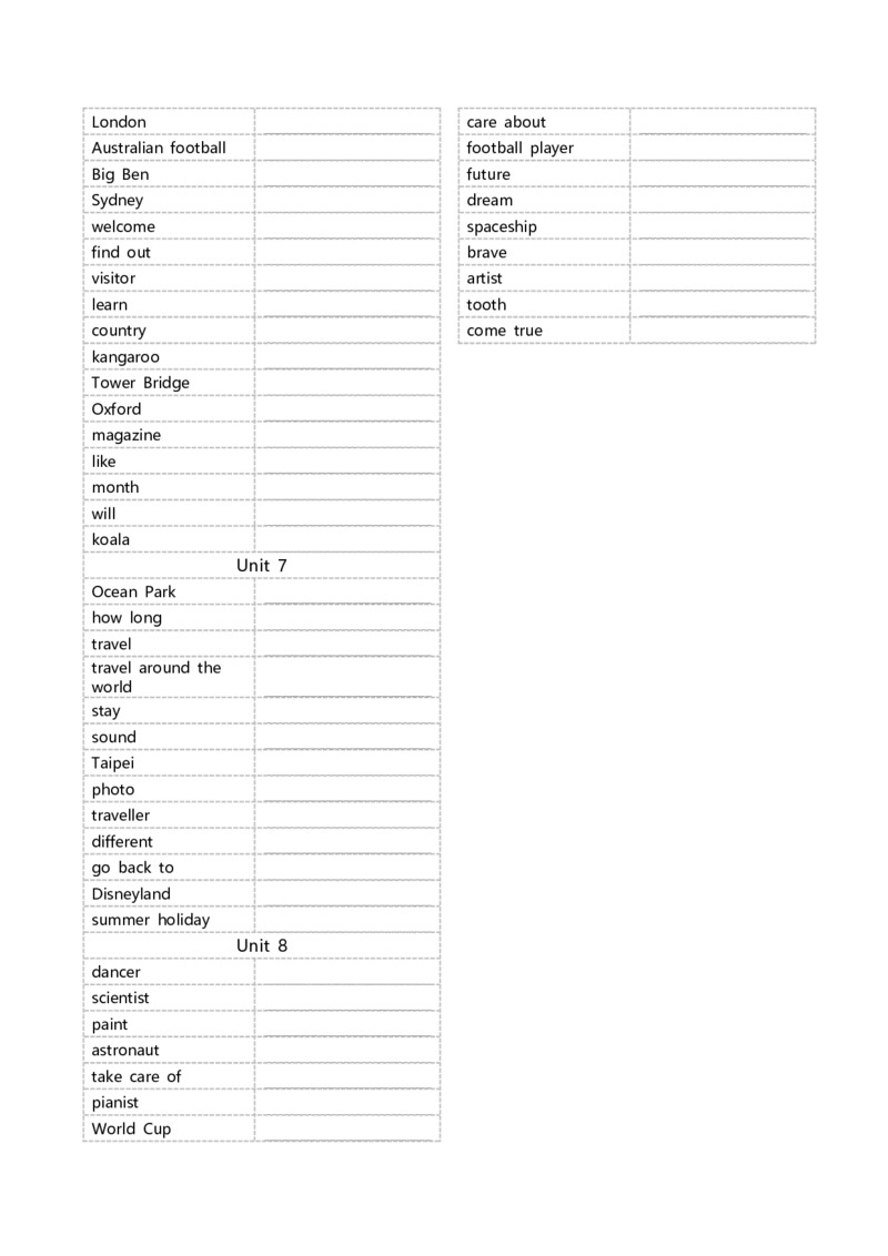 六年级下册英语单词乱序默写本_单词默写