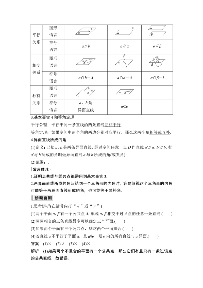第2节空间点、直线、平面之间的位置关系_2.2025数学总复习_2024年新高考资料_1.2024一轮复习_2024年高考数学一轮复习讲义（新高考版）_赠1套word版补充习题库_另附1套Word版题库