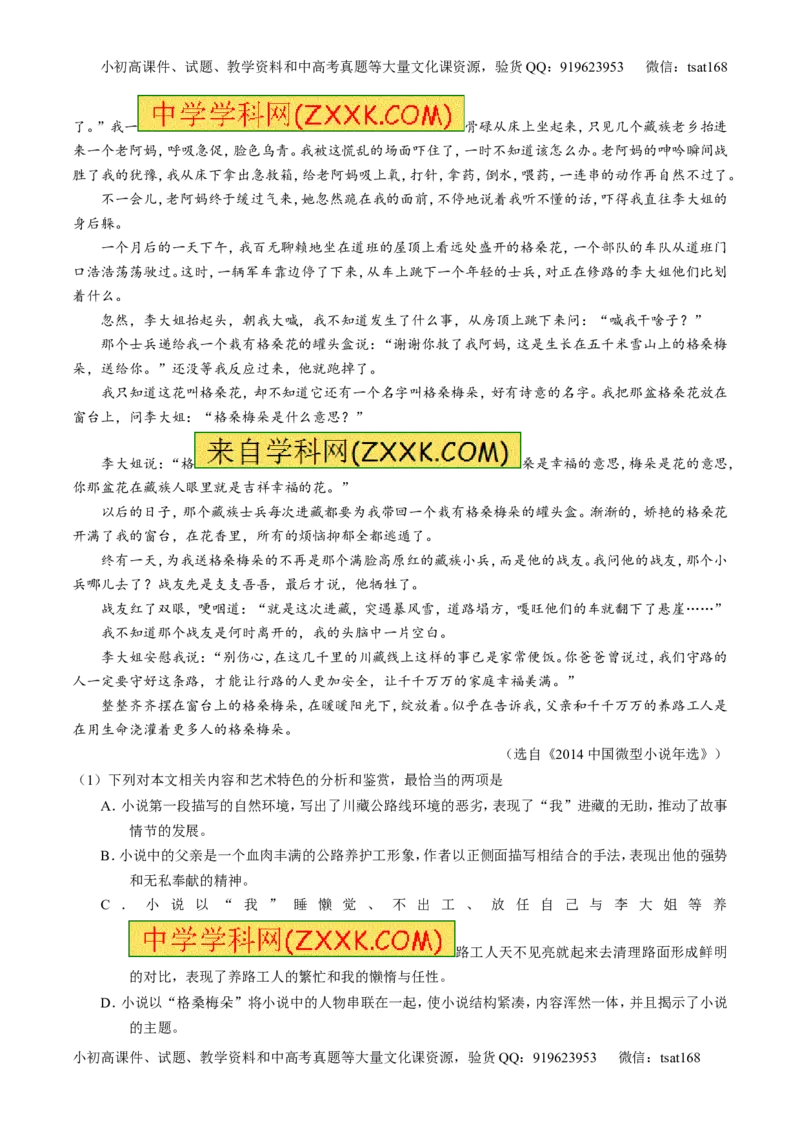 专题21小说阅读之环境情节（讲）-2017年高考语文一轮复习讲练测（原卷版）_高语_1高中语文_2017年高考语文一轮复习讲练测（全套打包174份）