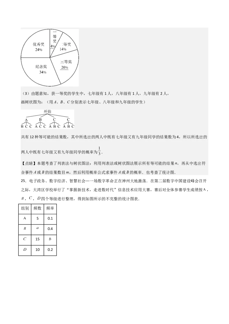 九年级第20讲概率初步（9个知识点+9种题型+分层练习）（教师版）_初中数学_九年级数学上册（人教版）_常见题型通关讲解练-V3_2025版
