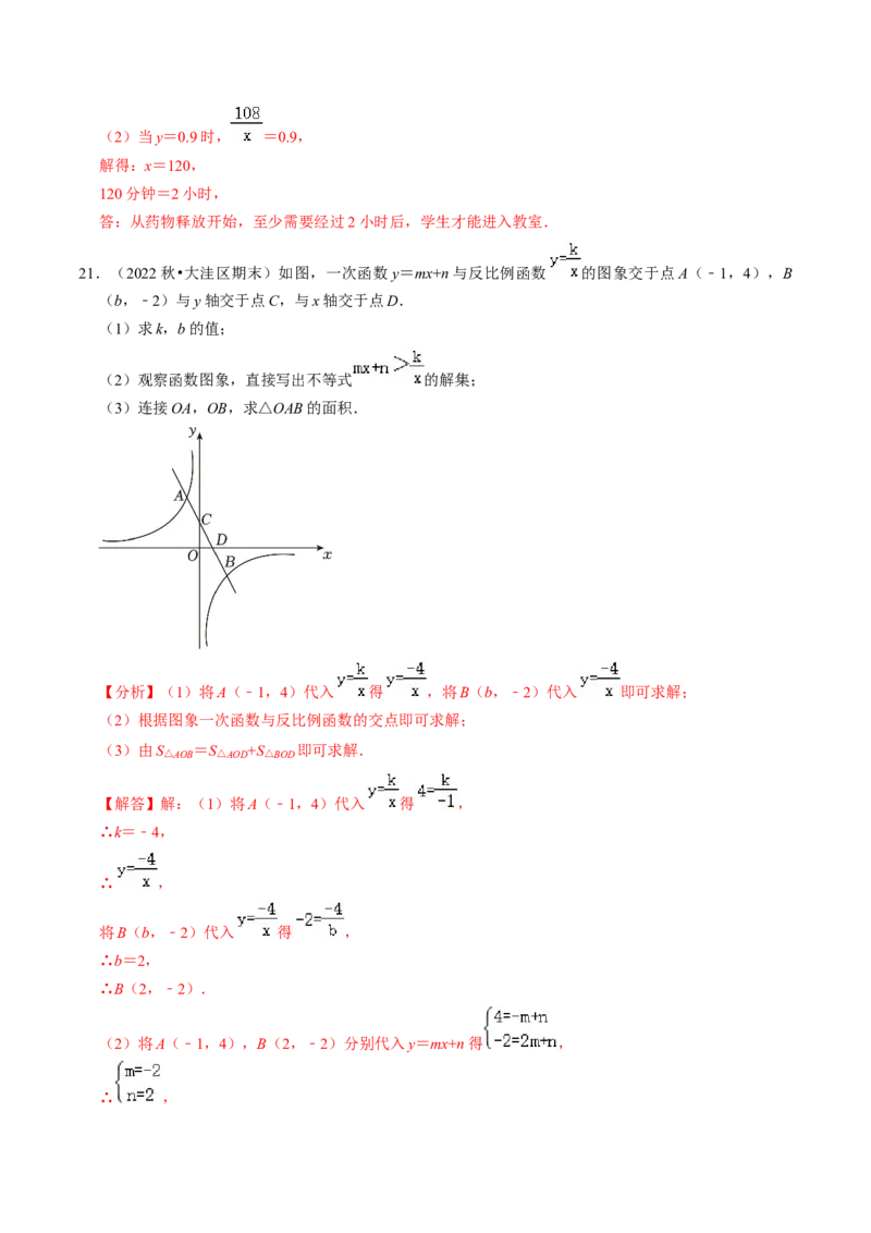 专题提升实际问题与反比例函数及其综合应用（30题）（教师版）_初中数学_九年级数学下册（人教版）_同步讲义-U18_2024版