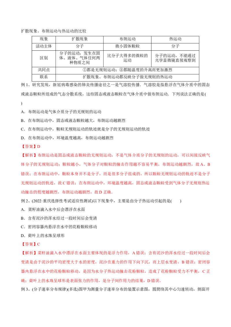 第一讲分子动理论内能（解析版）_4.2025物理总复习_2023年新高复习资料_一轮复习_2023年高三物理一轮复习精讲精练278111462_第十六章热学