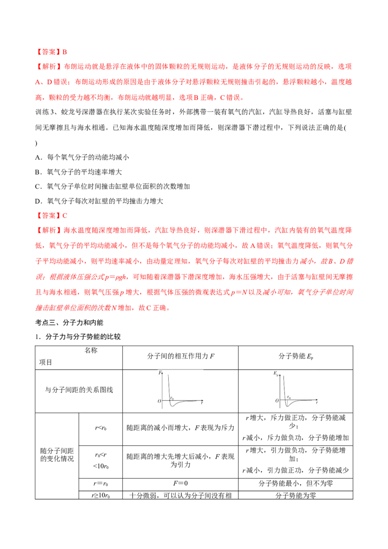 第一讲分子动理论内能（解析版）_4.2025物理总复习_2023年新高复习资料_一轮复习_2023年高三物理一轮复习精讲精练278111462_第十六章热学