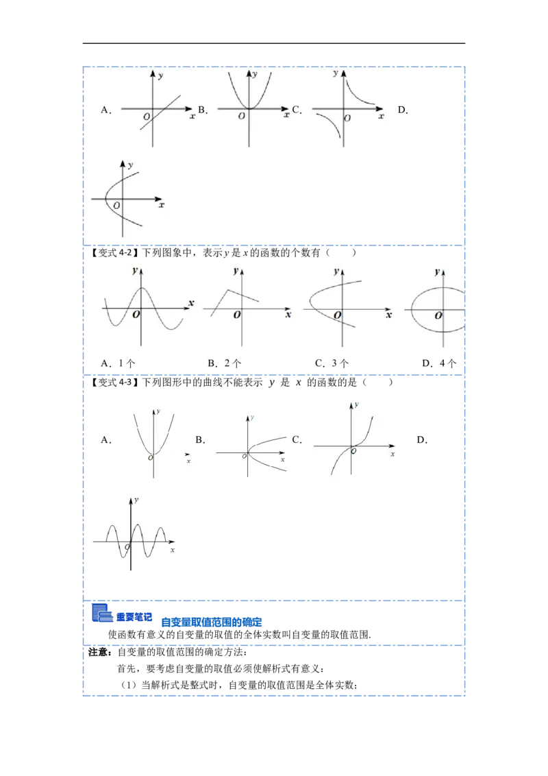 19.1.1变量与函数(精讲)-重要笔记八年级数学下学期重要考点精讲精练(人教版)（原卷版）_初中数学人教版_八年级数学下册_保存转存之后查看(1)_旧版-可参考_07专项讲练