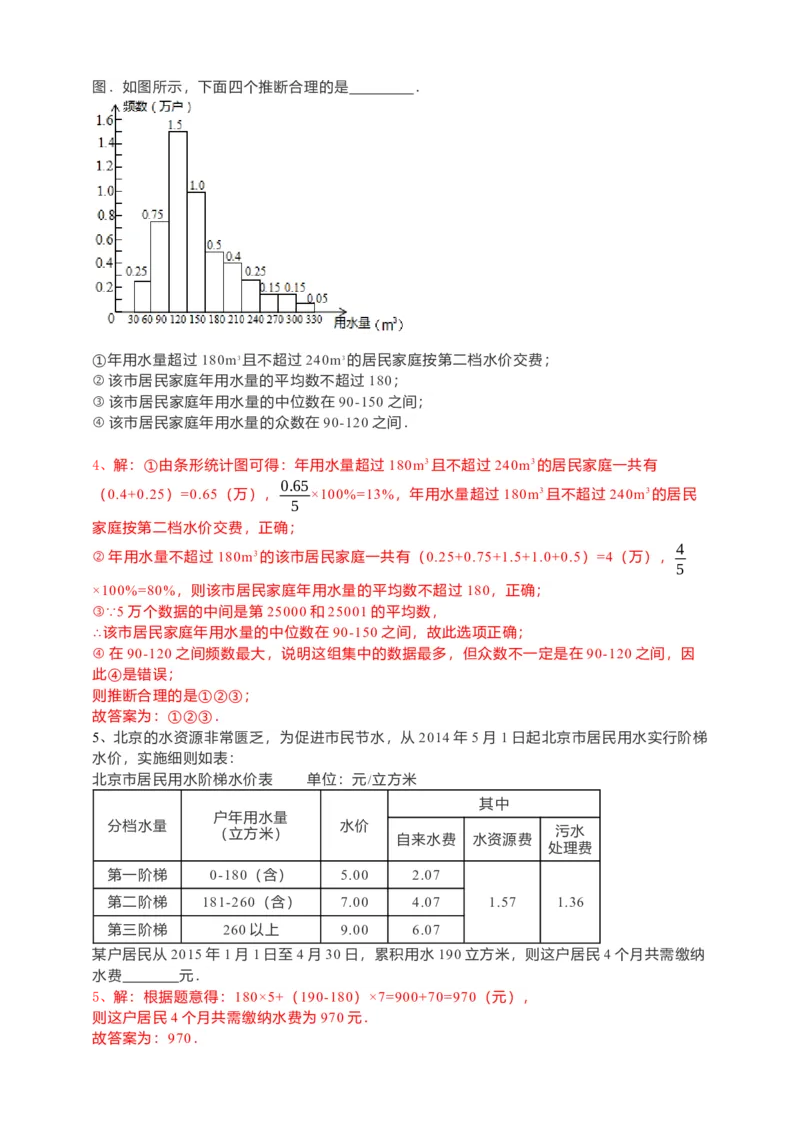 10.3课题学习-从数据谈节水（解析版）_初中数学人教版_7下-初中数学人教版_7下-初中数学人教版（旧版）赠送_05学案_导学案（第1套）_10.3课题学习-从数据谈节水导学案（原卷版+解析版）