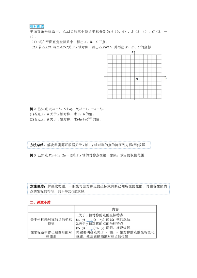 13.2第2课时用坐标表示轴对称_初中数学人教版_8上-初中数学人教版_旧版_02课件+导学案（配套）_RJ八上第13章轴对称_13.2第2课时用坐标表示轴对称