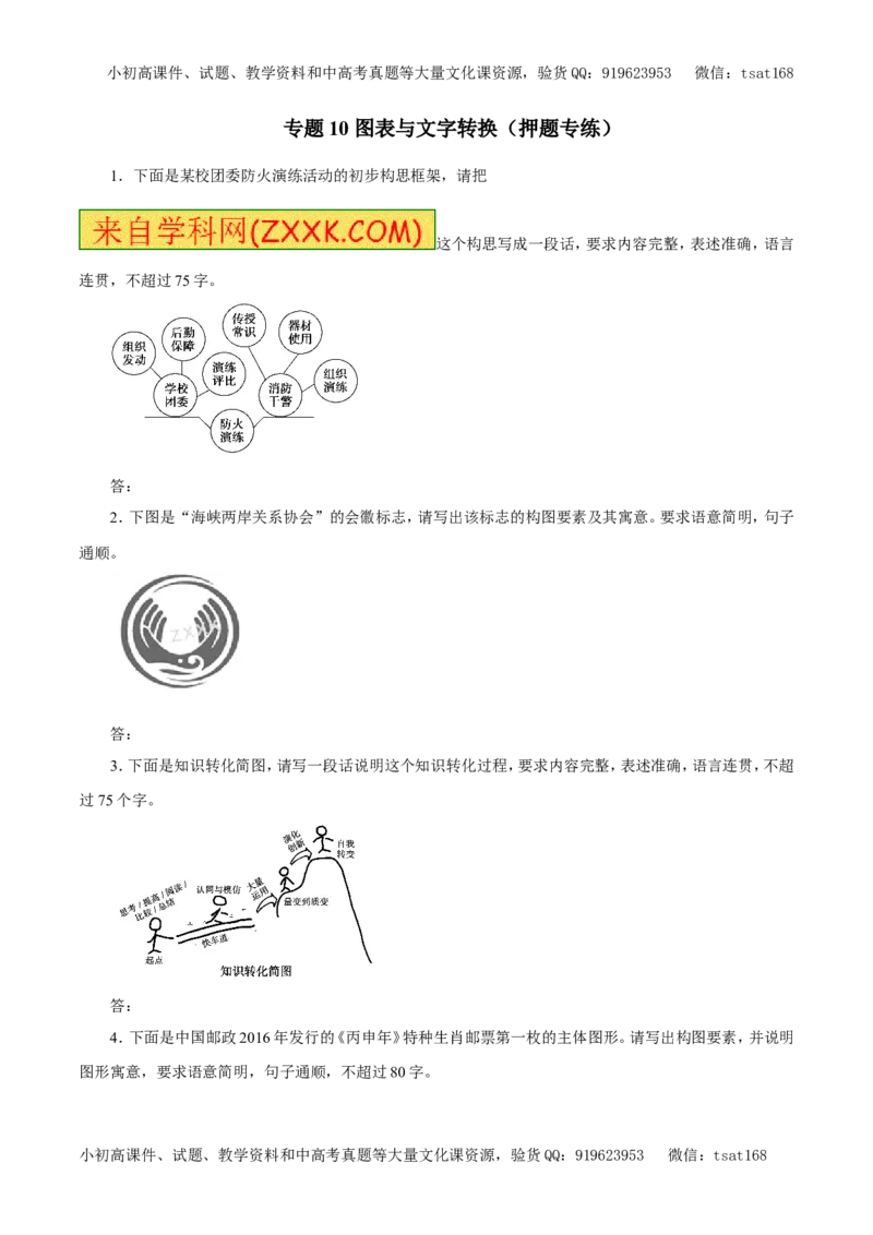 专题10图表与文字转换（押题专练）-2017年高考语文二轮复习精品资料（原卷版）_高语_1高中语文_2017年高考语文二轮复习精品资料（全套打包72份）