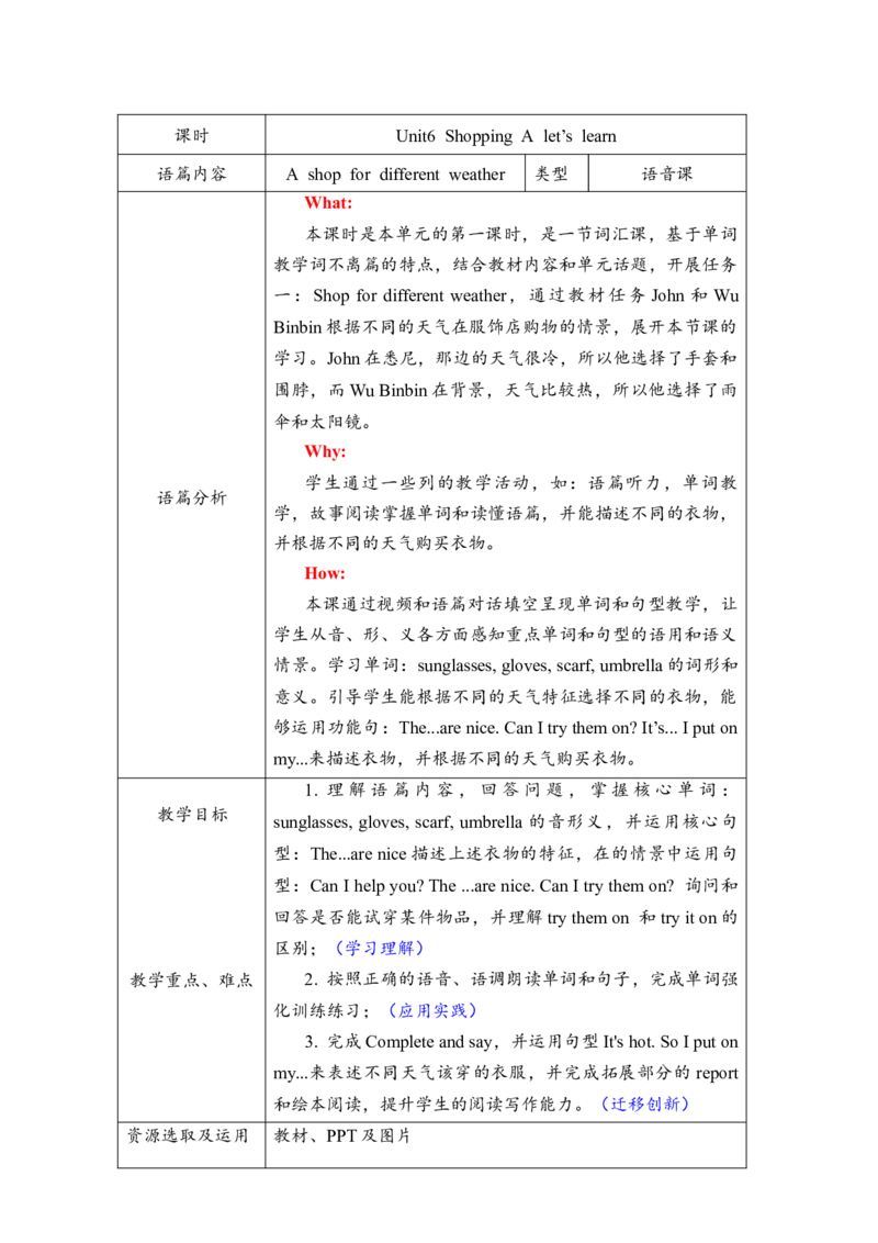 教案_2026春人教四下_29赠送其它资料_旧版四下资料包_大单元教学课件+教学设计-K58_Unit6_Unit6ShoppingAlet'slearn