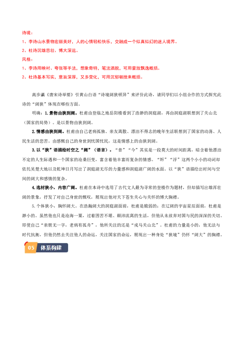 古诗词诵读《登岳阳楼》（学生版）_高语_高中语文_必修下册_同步讲义
