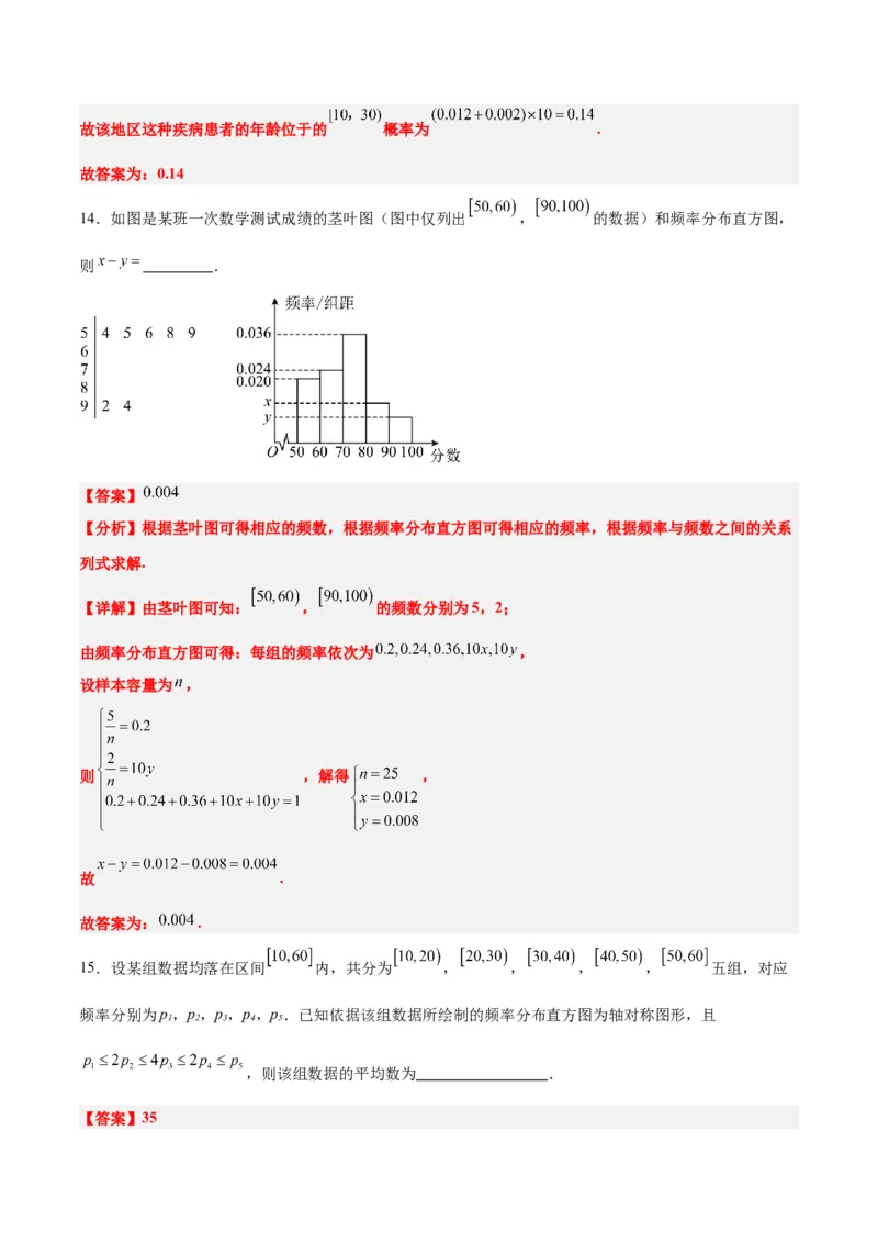第48讲用样本估计总体（精讲）一轮复习讲义2024年高考数学高频考点题型归纳与方法总结（新高考通用）解析版_2.2025数学总复习_2024年新高考资料_1.2024一轮复习