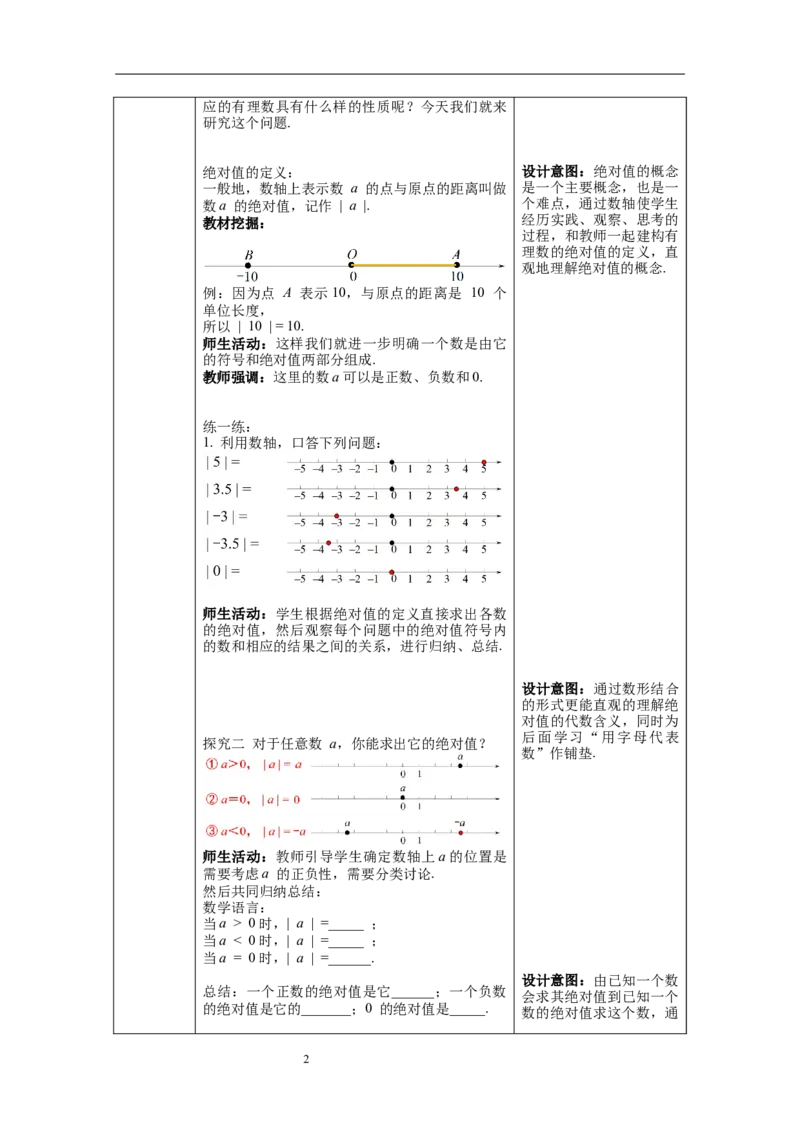 1.2.4第1课时绝对值--教案_初中数学人教版_7上-初中数学人教版_7上-初中数学人教版（旧版）赠送_04教案（多套）_教案（第1套）新课标_第1章有理数教案