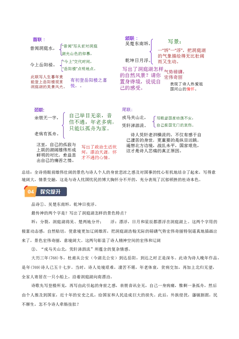 古诗词诵读《登岳阳楼》（教师版）_高语_高中语文_必修下册_同步讲义