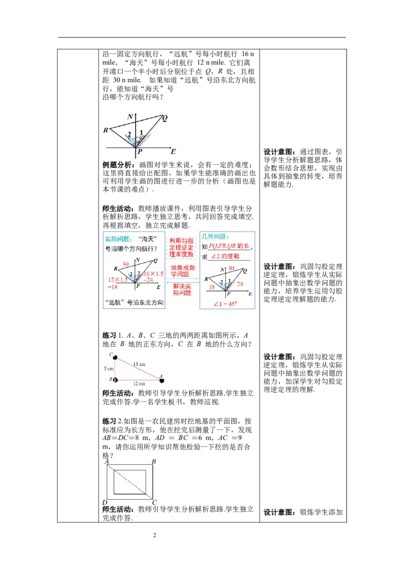17.2第2课时勾股定理的逆定理的应用--教案_初中数学人教版_八年级数学下册_保存转存之后查看(1)_8下-初中数学人教版（2026春新版持续更新）_旧版-可参考_04教案（多套）
