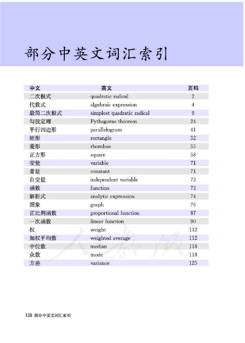 人教版8年级数学下册高清教材_初中数学_八年级数学下册（人教版）
