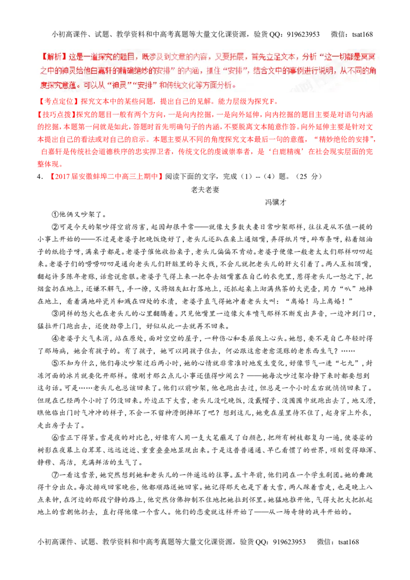 专题06小说阅读之环境主题（讲）-2017年高考语文二轮复习讲练测（解析版）_高语_1高中语文_2017年高考语文二轮复习讲练测（全套打包120份）