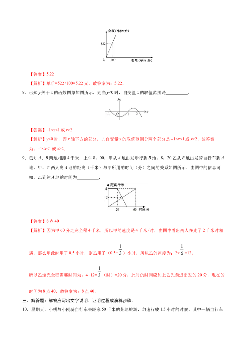 19.1.2函数的图象-八年级数学人教版（解析版）_初中数学人教版_八年级数学下册_保存转存之后查看(1)_8下-初中数学人教版（2026春新版持续更新）_旧版-可参考_06习题试卷_1同步练习