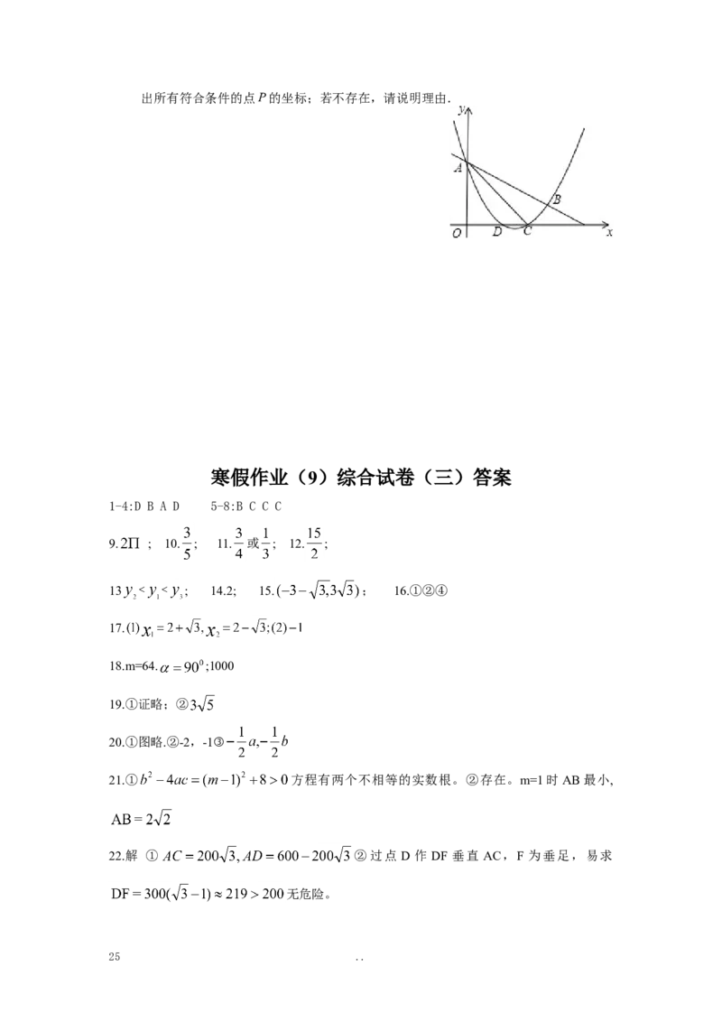 寒假作业2_初中数学_九年级数学上册（人教版）_专题练习_寒假作业