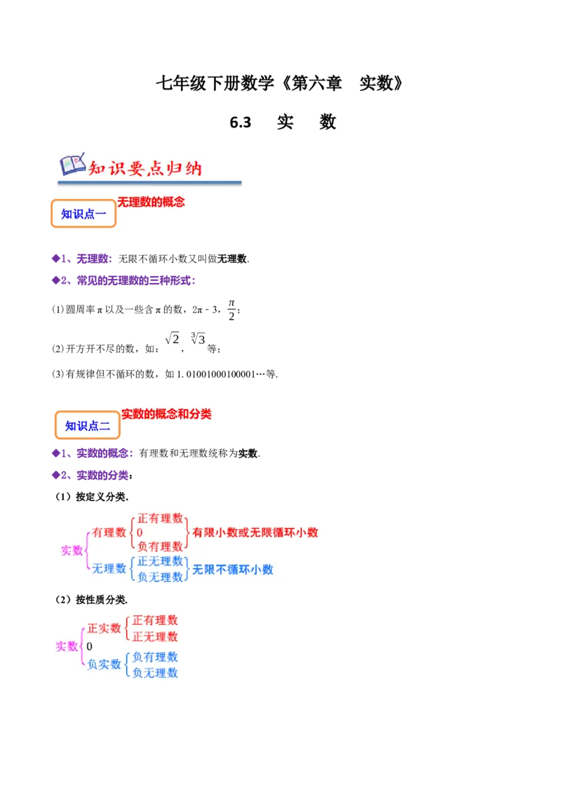 6.3实数（原卷版）_初中数学人教版_7下-初中数学人教版_7下-初中数学人教版（旧版）赠送_07专项讲练_题型&middot;技巧培优系列2022-2023学年七年级数学下册同步精讲精练(人教版)