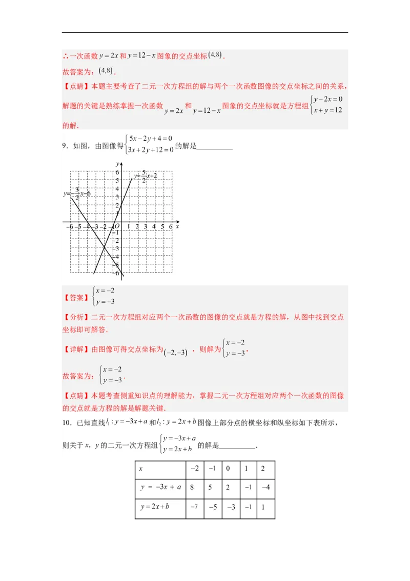 19.2.9一次函数与二元一次方程组分层作业（解析版）_初中数学人教版_八年级数学下册_保存转存之后查看(1)_8下-初中数学人教版（2026春新版持续更新）_旧版-可参考_06习题试卷_1同步练习