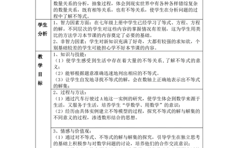 9.1.1不等式及其解集教学设计（表格式）_初中数学人教版_7下-初中数学人教版_7下-初中数学人教版（旧版）赠送_04教案（多套）_教案（赠送）