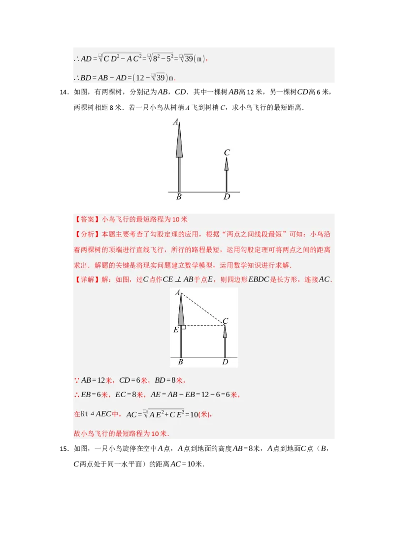 专题02勾股定理的应用（十三大题型）（题型训练+易错精练）（解析版）_初中数学人教版_八年级数学下册_保存转存之后查看(1)_2026春季新版-持续更新中_第二套-知_08讲义练习_第20章