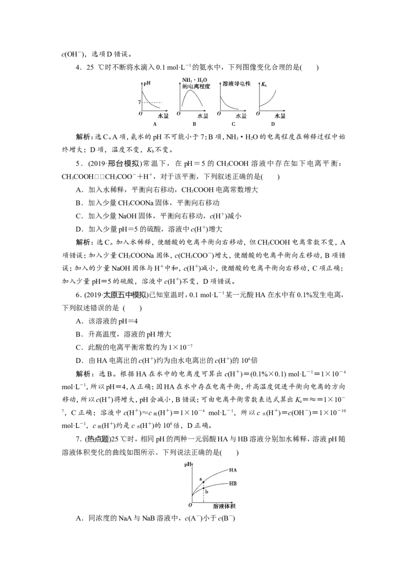 1第25讲　弱电解质的电离　新题培优练_05高考化学_新高考复习资料_2022年新高考资料_2022年一轮复习各版本_1.高考化学2022年一轮复习通用版_2022年高考化学一轮复习讲义（全国版）
