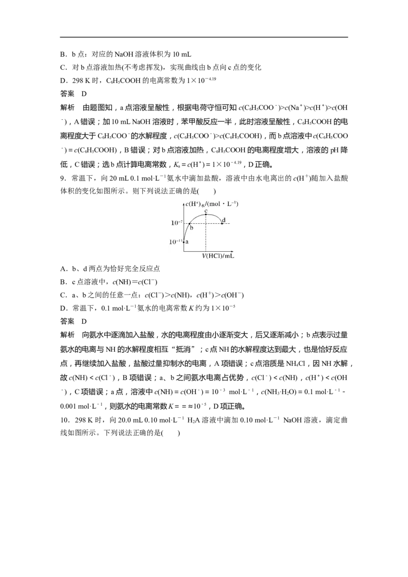 2023年高考化学一轮复习（全国版）第8章专项特训7　滴定过程的曲线分析_05高考化学_通用版（老高考）复习资料_2023年复习资料_一轮复习_2023年高考化学一轮复习讲义+课件（全国版）
