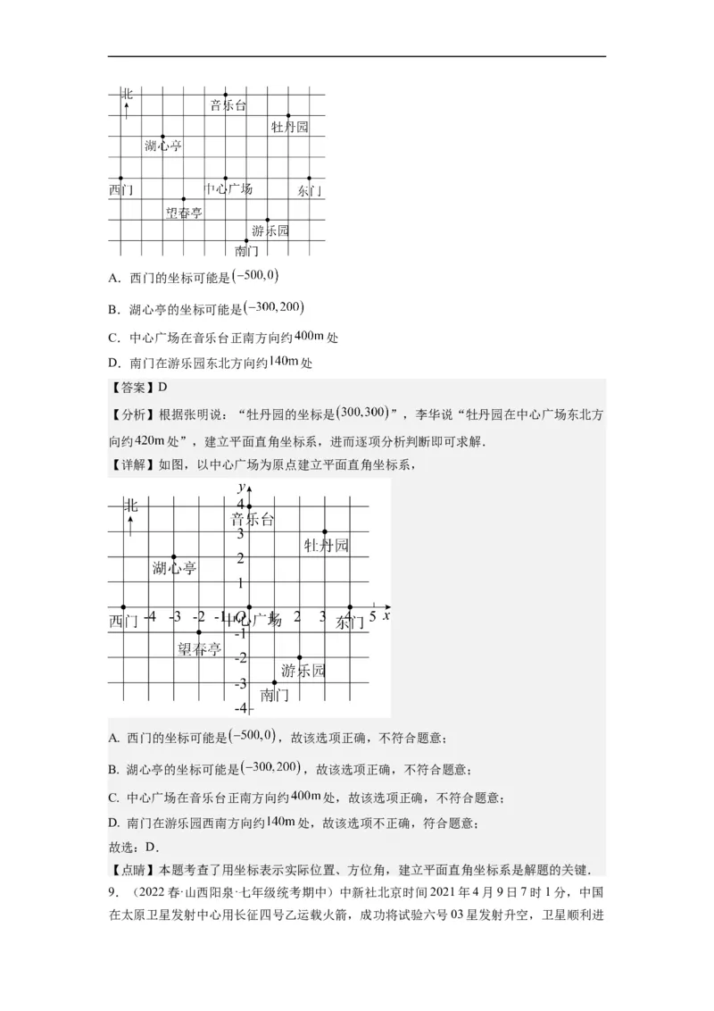 7.2坐标方法的简单应用（解析版）_初中数学人教版_7下-初中数学人教版_7下-初中数学人教版（旧版）赠送_07专项讲练_7.2坐标方法的简单应用