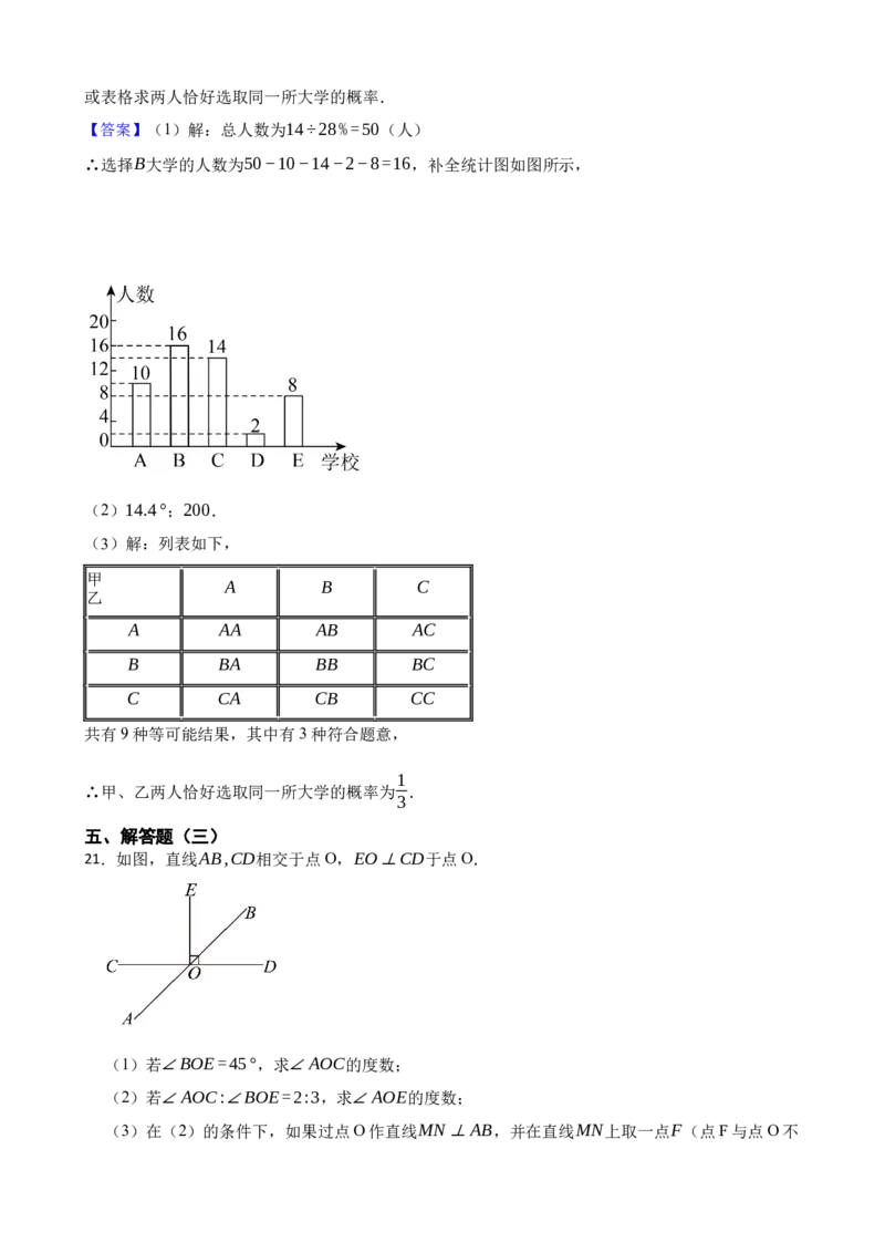 人教版数学七年级下册期末复习卷（解析版）_初中数学_七年级数学下册（人教版）_期中+期末