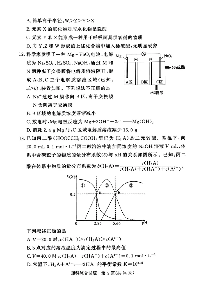 2023届高考河南湘豫名校联考3月理科综合试卷公众号：一枚试卷君_05高考化学_高考模拟题_新高考_2023湘豫名校联考高三3月第一次模拟考试3.1-2理综