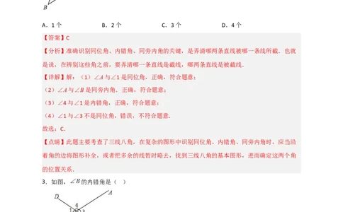 专题01识别三线八角（解析版）_初中数学人教版_7下-初中数学人教版_7下-初中数学人教版（旧版）赠送_06习题试卷_6期中期末复习专题