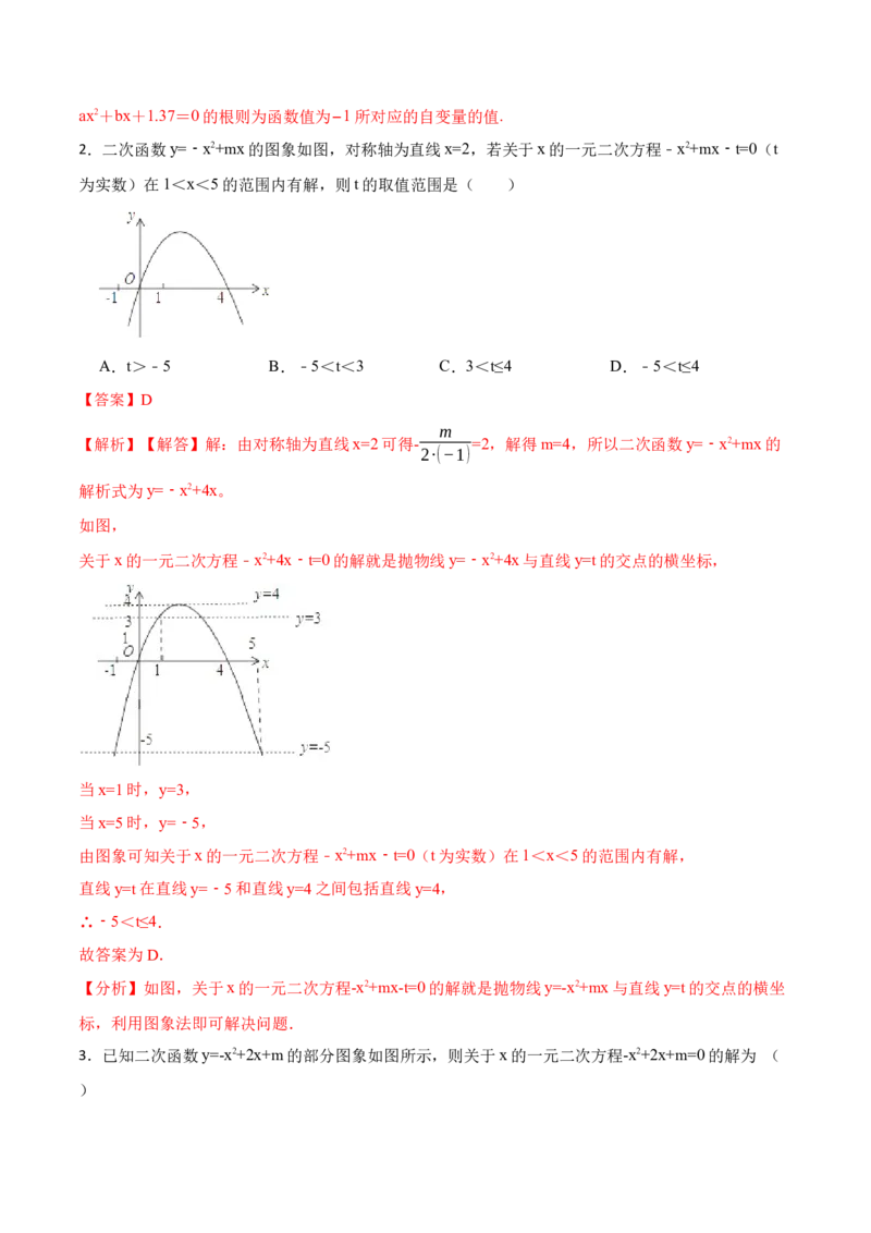 22.2用函数观点看一元二次方程(讲+练)10种题型-2023考点题型精讲（解析版）_初中数学人教版_9上-初中数学人教版_07专项讲练_重要笔记九年级数学上册重要考点精讲精练(人教版)