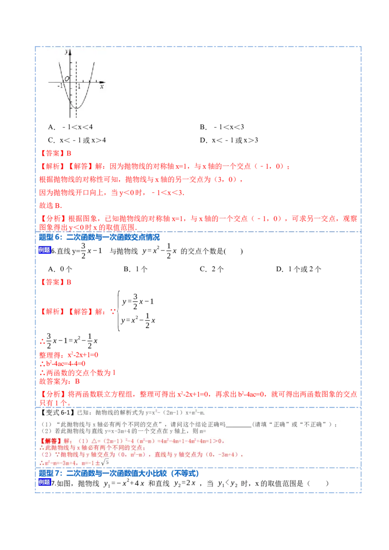 22.2用函数观点看一元二次方程(讲+练)10种题型-2023考点题型精讲（解析版）_初中数学人教版_9上-初中数学人教版_07专项讲练_重要笔记九年级数学上册重要考点精讲精练(人教版)