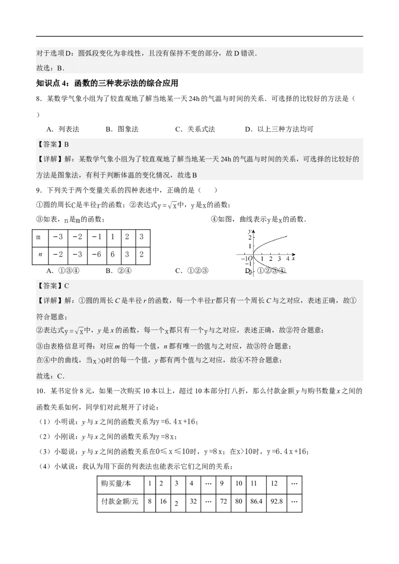 22.2函数的表示（第3课时）（分层作业）解析版_初中数学人教版_八年级数学下册_保存转存之后查看(1)_2026春季新版-持续更新中_第三套-东方_4分层作业