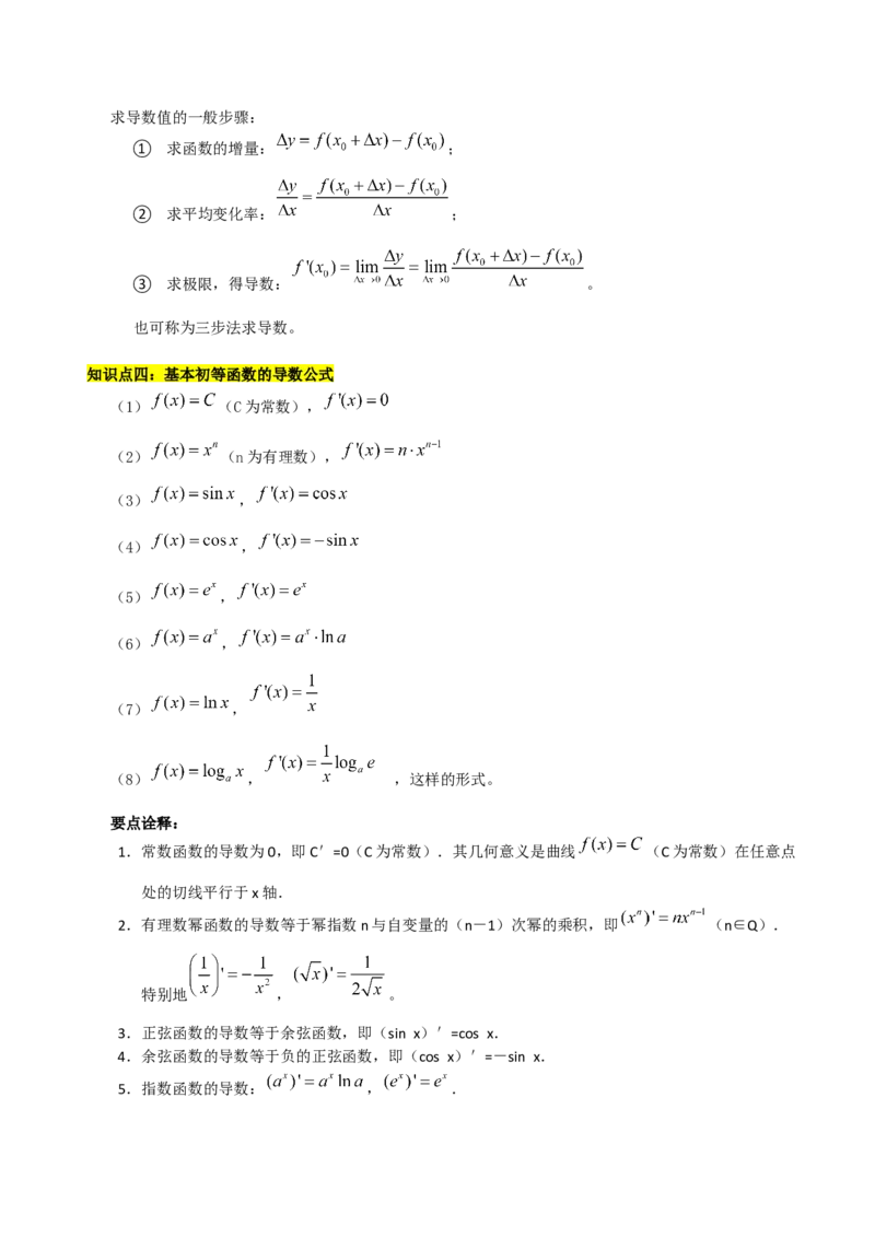第五章一元函数的导数及其应用知识总结_36086964(1)_2.2025数学总复习_2023年新高考资料_备战2023年高考数学抢分秘籍（新高考专用）