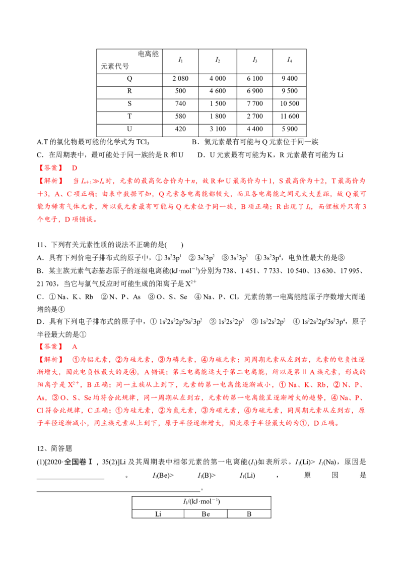 01考点四元素周期律（教师版）_05高考化学_2025年新高考资料_一轮复习_2025年高考化学一轮复习基础知识讲义（新高考通用）（完结）_专题四结构与性质