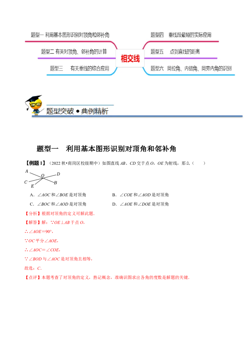 5.1相交线-题型&middot;技巧培优系列2022-2023学年七年级数学下册同步精讲精练(人教版)（解析版）_初中数学人教版_7下-初中数学人教版_7下-初中数学人教版（旧版）赠送_07专项讲练