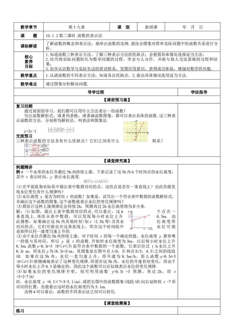 19.1.2第2课时函数的表示法教案_初中数学人教版_八年级数学下册_保存转存之后查看(1)_8下-初中数学人教版（2026春新版持续更新）_旧版-可参考_01课件+教案（配套）_教案