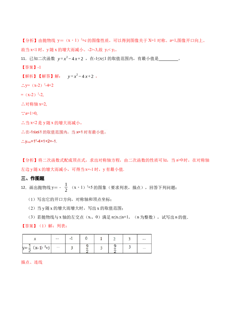 22.1.3二次函数y=a（x-h）&sup2;+k的图像和性质(讲+练)10种题型-2023考点题型精讲（解析版）_初中数学人教版_9上-初中数学人教版_07专项讲练