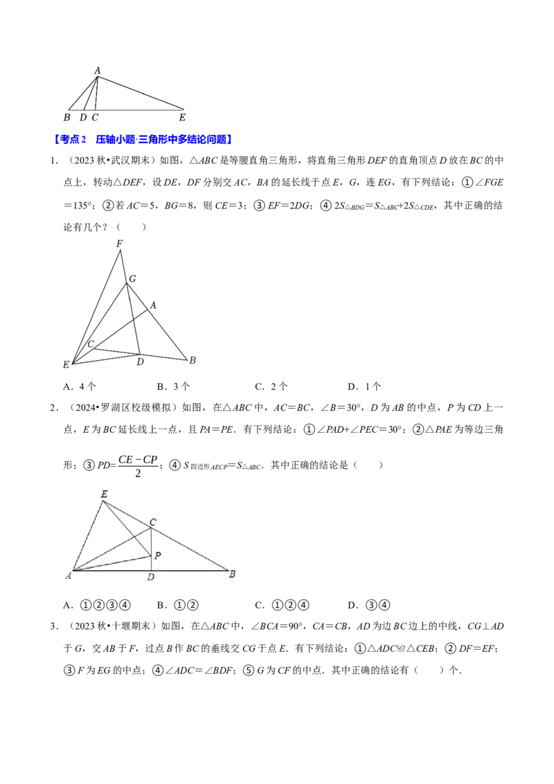 八年级数学上册期末复习压轴题9个必考点（必考点分类集训）（人教版）（学生版）_初中数学_八年级数学上册（人教版）_考点分类必刷题-U181