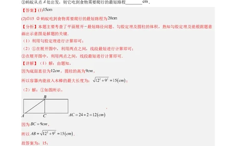 专题02利用勾股定理求最短路径问题（4大题型）（专项训练）（解析版）_初中数学人教版_八年级数学下册_保存转存之后查看(1)_2026春季新版-持续更新中_第二套-知_06试题_专项训练