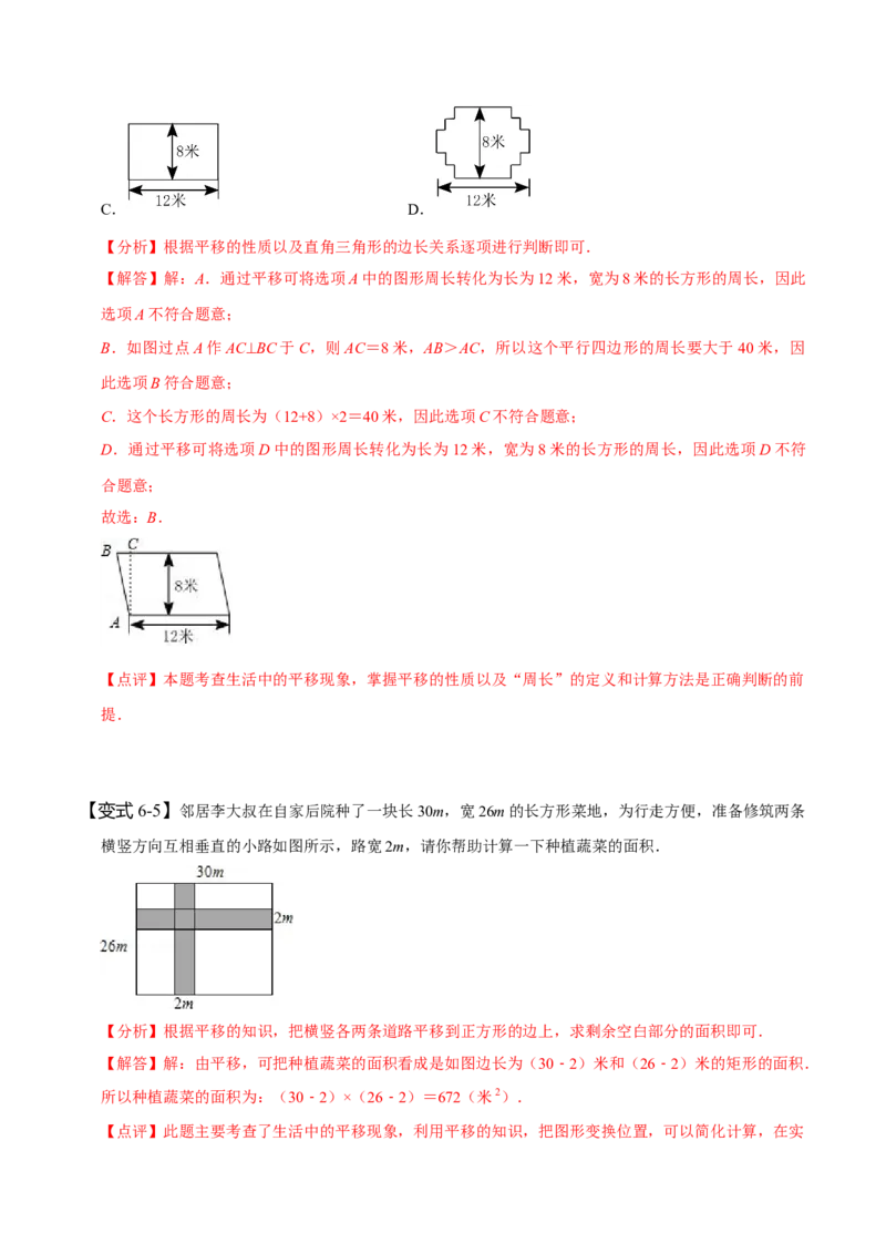 5.4平移（解析版）_初中数学人教版_7下-初中数学人教版_7下-初中数学人教版（旧版）赠送_07专项讲练_题型&middot;技巧培优系列2022-2023学年七年级数学下册同步精讲精练(人教版)