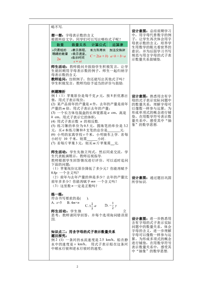 2.1.1用字母表示数--教案_初中数学人教版_7上-初中数学人教版_7上-初中数学人教版（旧版）赠送_04教案（多套）_教案（第1套）新课标_第2章整式的加减教案