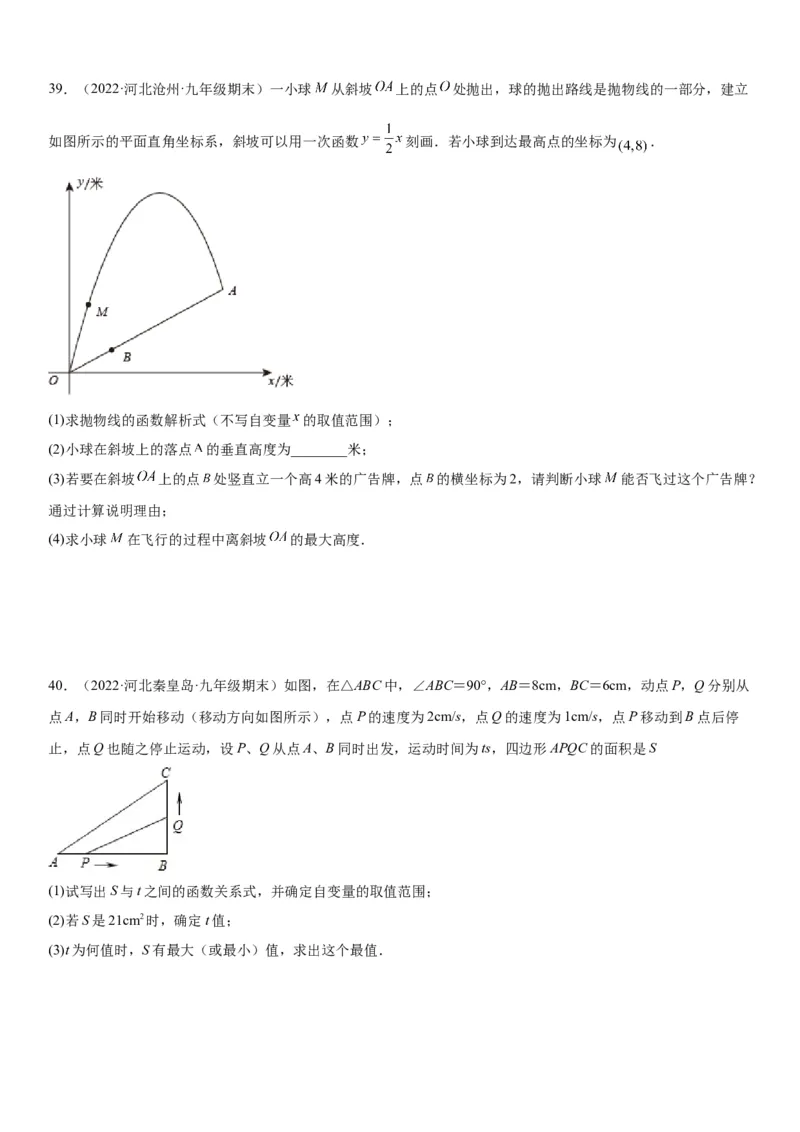 22.3实际问题与二次函数-2022-2023学年九年级数学上册《考点&bull;题型&bull;技巧》精讲与精练高分突破（人教版）_初中数学人教版_9上-初中数学人教版_07专项讲练